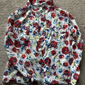 Old Navy Red and Blue Floral Shirt